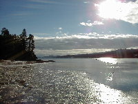 The icy Flathead River in western Montana