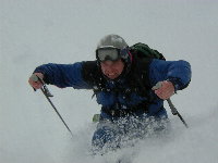 Ken smashing pow on the Shuksan Arm, Mt. Baker