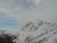 The incomparable beauty of the North Cascades, Mt. Shuksan in the clouds. Text and dedication accompany the original unretouched photograph, click here.