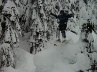 Yet another photo of Eric, this time skiing the trees OOB at Stevens. Eric is just...photogenic. Note that he does not, at any time, hit a tree. Incredible, huh?