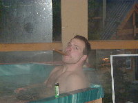 Chuck and his cigar, soaking.