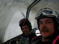 Tim and Chuck on the Wizard at Blackcomb, New Years Day 2000
